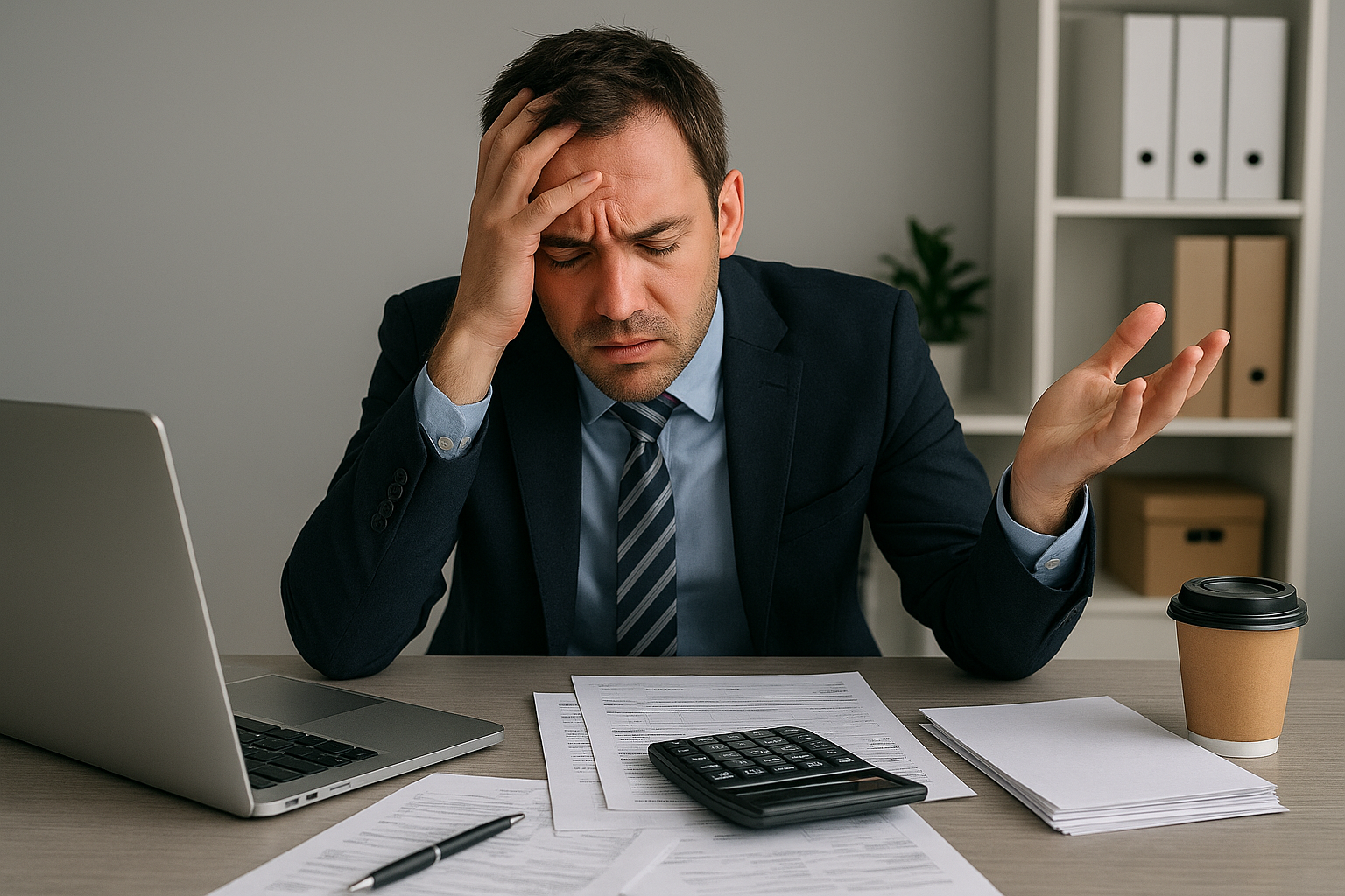 Stressed Businessman at Desk